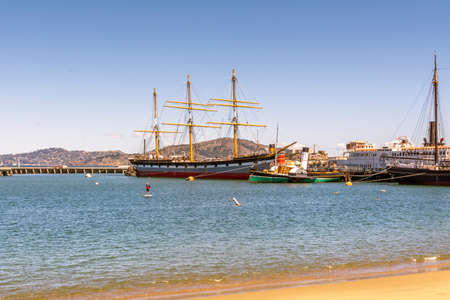 Ships in San Francisco Bay, USA.
