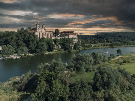 Historic buildings of the Benedictine Abbey in Tyniec, Krakow, Poland.のeditorial素材
