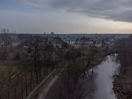 Widawa village and Nieciecz river in central Poland.
