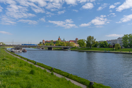 Vistula boulevards in the city of Krakow, Poland.