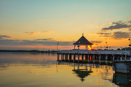 Lake in the city of Ostroda, Poland.の写真素材