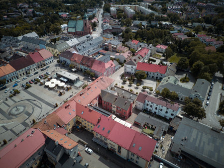 View of the old town in Sieradz, Poland.の写真素材