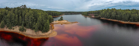 Leknica - colorful Geopark lakes, Poland.の写真素材