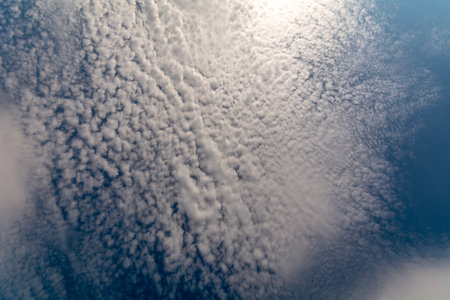 Blue sky with white clouds. nature background. View from above.