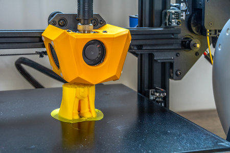 3D printed model of robotic arm working on 3D printer.の写真素材
