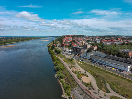 GrudziÄdz city on the Vistula River, Poland.の写真素材