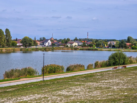 Kepina reservoir in ZduÅska Wola, Poland.の写真素材