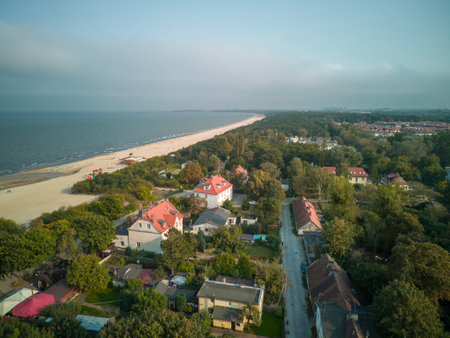 Aerial view of the Baltic Sea coast in summer, Latvia.の写真素材