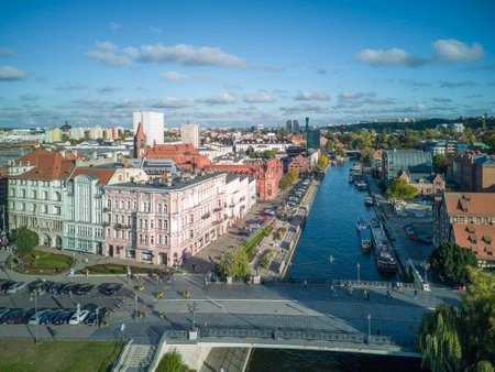 Island in the city on the river.の写真素材