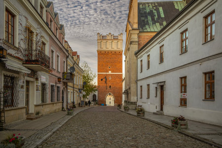 Sandomierz seen from above on an autumn morning, Poland.