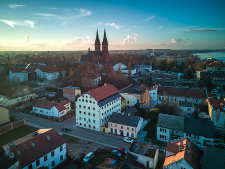 City of Wloclawek on the Vistula River, Poland.の写真素材