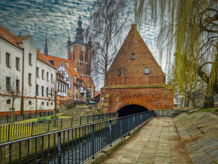 Old town of Gdansk, Poland. View from the river.