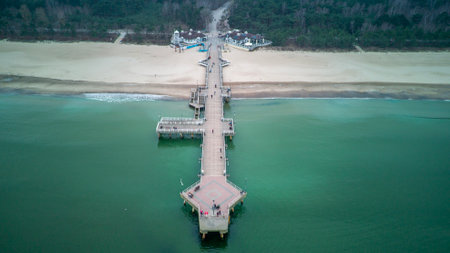 Wooden pier coming out in BrzeÅºno, GdaÅ„sk, Poland.