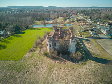 Ruins of Tarlow Palace in Podzamcze Piekoszowskie, Poland.の写真素材