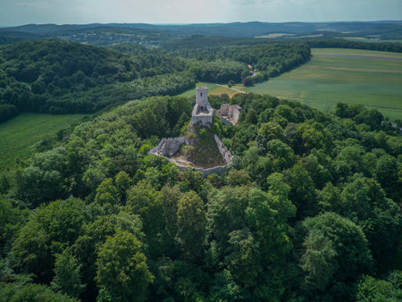 Castle ruins in Smolen, Poland.の写真素材
