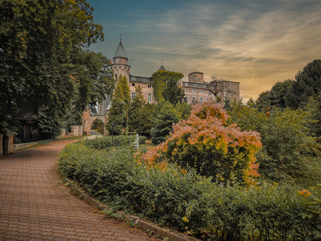 Lesna Skala Castle in Szczytna, Poland.の写真素材