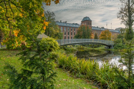 Palaces and parks in Lodz, Poland.の写真素材