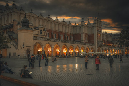 Main Market Square in Krakow, Poland. Krakow is the capital and largest city of Poland.の写真素材