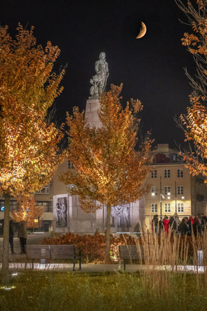 The historic center of Lodz, Poland.の写真素材