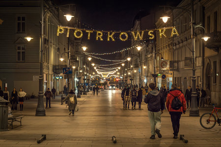 The historic center of Lodz, Poland.の写真素材