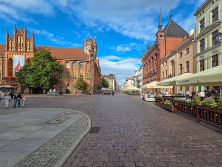 The Old Town, bridge, and park in Poland.の写真素材