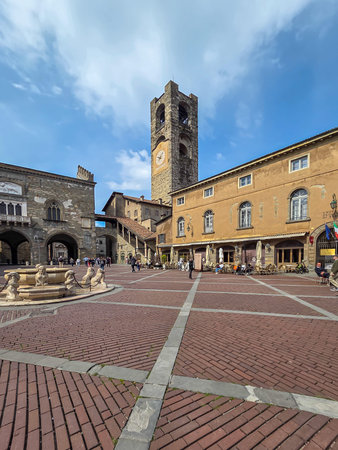 Architecture of the small town of Bergamo in Italy.