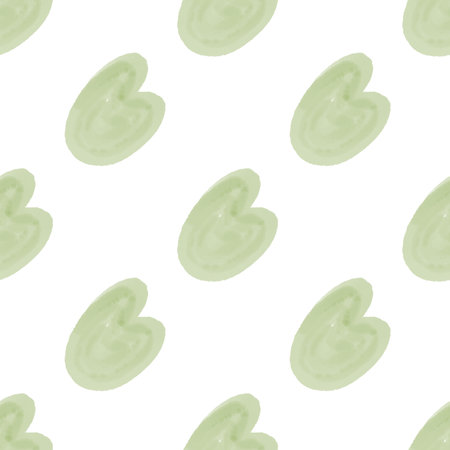 seamless watercolor pattern with green translucent rounded shapes in the form of a water lily leafの写真素材