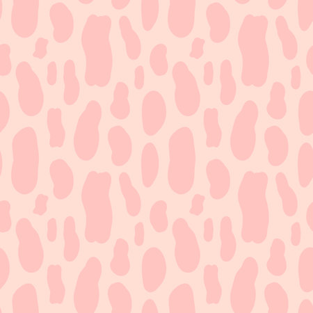 Abstract seamless pattern of pink spots on bright pink background, oval-shaped and different in sizesのイラスト素材