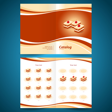 catalog booklet brochure folder cakes dessert pastry confectionのイラスト素材