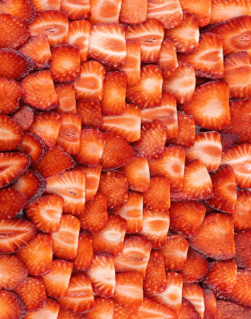 Fresh Sliced Strawberries Background Patternの写真素材
