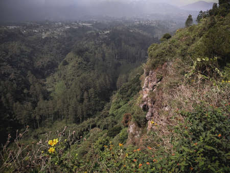 Beautiful mountain views located in the Ciwidey area, Indonesiaの写真素材