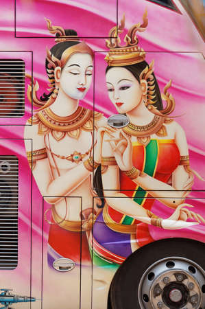Thai style Graphics on the bus の写真素材