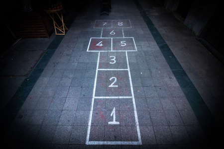 Hopscotch on the sidewalkの写真素材