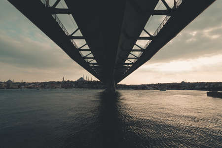 Halic Metro Bridge and Golden Hornの写真素材