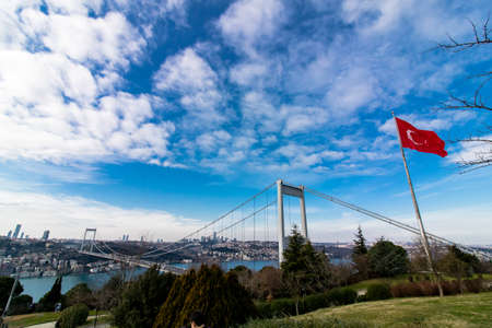Fatih Sultan Mehmet Bridge in Istanbulの写真素材