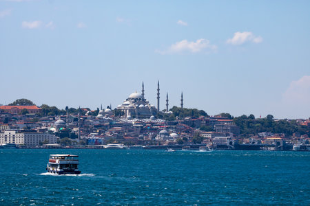 Suleymaniye Mosque from a ferry on Bosphorusのeditorial素材