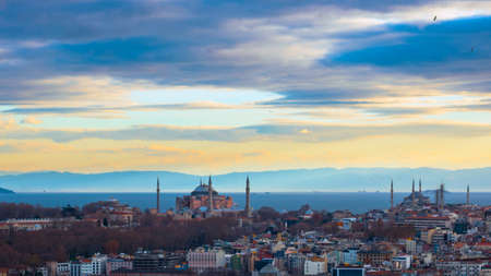 Sultanahmet Mosque from Galata Tower. Mosque's of Istanbul. Istanbul background photo. Travel to Istanbul.の写真素材