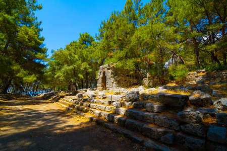 Ruins of ancient city of Phaselis in Antalya Turkey. Tourisim in Turkey. Ancient cities in Turkey.の写真素材