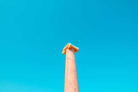 Isolated lycian column in the ruins of Patara ancient city in Antalya Turkey. Lycian columns....