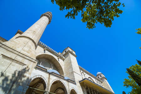 Minaret and architectural details of Suleymaniye Mosque in Istanbul. Ramadan and islamic background photo.の写真素材