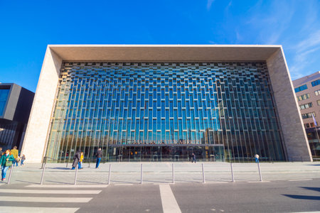 Ataturk Cultural Center. Frontage of Ataturk Kultur Merkezi or AKM in Turkish. New AKM building. Istanbul Turkey - 11.13.2021のeditorial素材