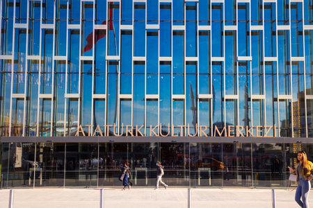 Ataturk Cultural Center. Entrance of AKM or Ataturk Kultur Merkezi in Turkish in Istanbul. Istanbul Turkey - 11.13.2021のeditorial素材