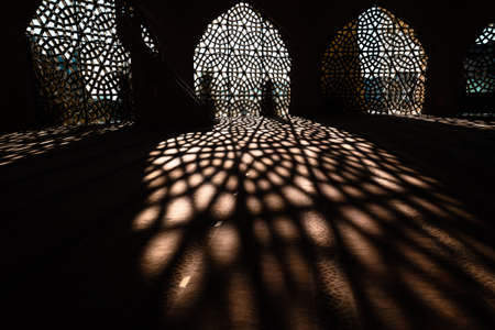 Islamic background photo. Shadows of decoration of the mosque. Ramadan or kandil or laylat al-qadr...
