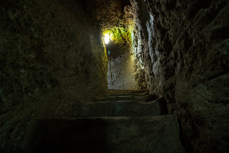 Derinkuyu underground city in Nevsehir Turkey. Noise effect included. Nevsehir Turkey - 6.30.2021のeditorial素材