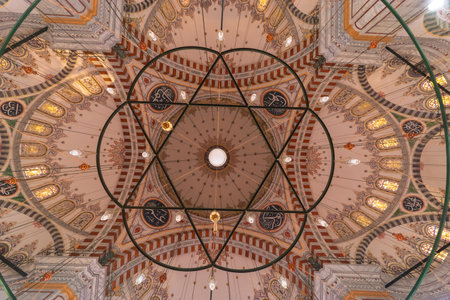 Fatih Mosque. Low angle view of the dome of Fatih Mosque in Istanbul. Ramadan or kandil or laylat al-qadr or the night of power or islamic background photo. Istanbul Turkey - 3.2.2022のeditorial素材