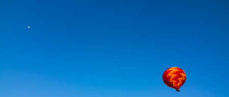 Hot air balloon banner background photo. Ballooning festival background.の写真素材
