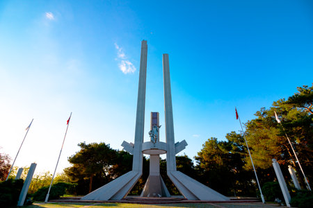 Lausanne Monument or Monument of Lausanne Peace Treaty in Karaagac in Edirne. Edirne Turkey -...