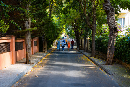 A street in Buyukada. people or tourists in the street of Islands or Princes' Islands. Istanbul Turkey - 9.28.2021のeditorial素材