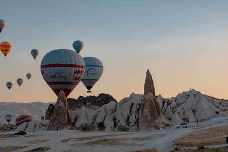 Hot air balloon activity in Goreme Cappadocia. Goreme Nevsehir Turkey - 7.2.2021のeditorial素材