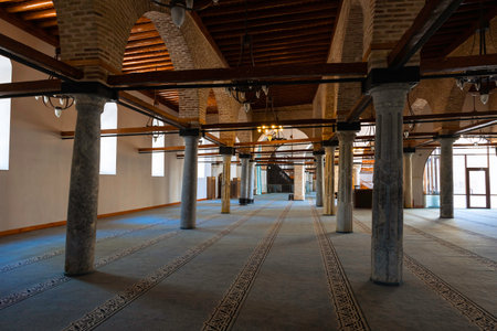 Interior of Konya Alaaddin Keykubad Mosque. Islamic architecture background photo. Konya Turkey - 5.18.2022のeditorial素材